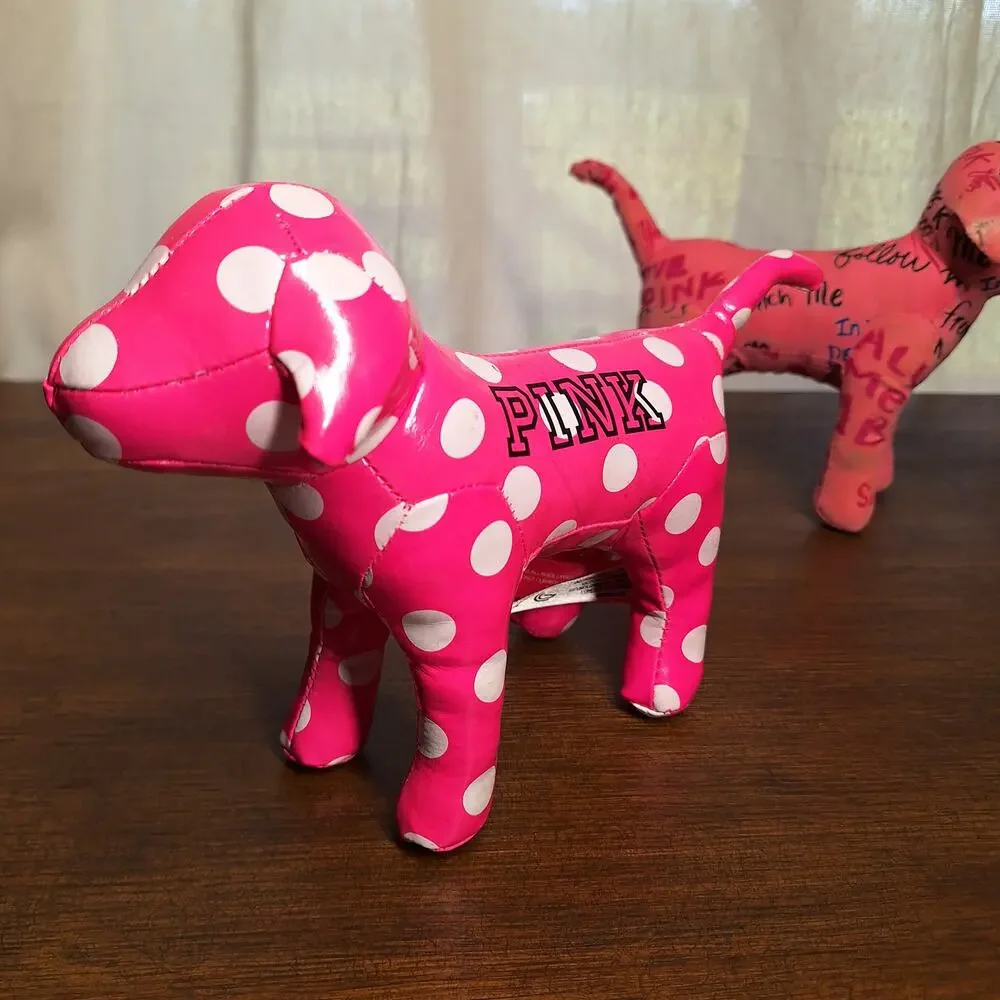 Victoria secret Pink Y2K 2000s 8" Plush dog lot bundle of 3 Vinyl polkadot 86 - Picture 7 of 10